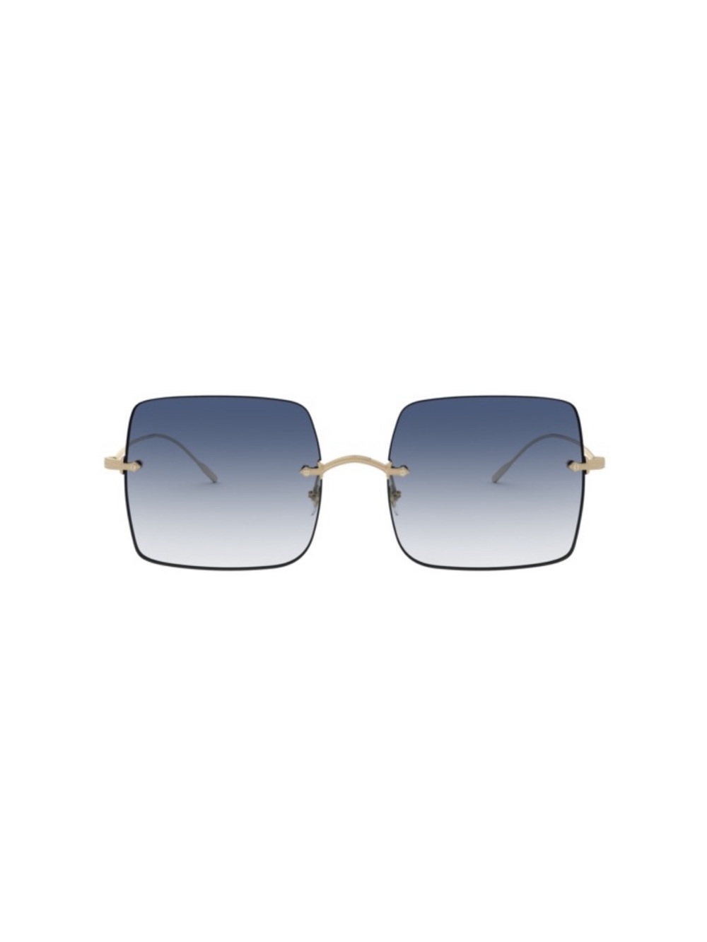Vintage Oliver Peoples Rimless Square Dark Blue/Grey and Gold Sunglasses